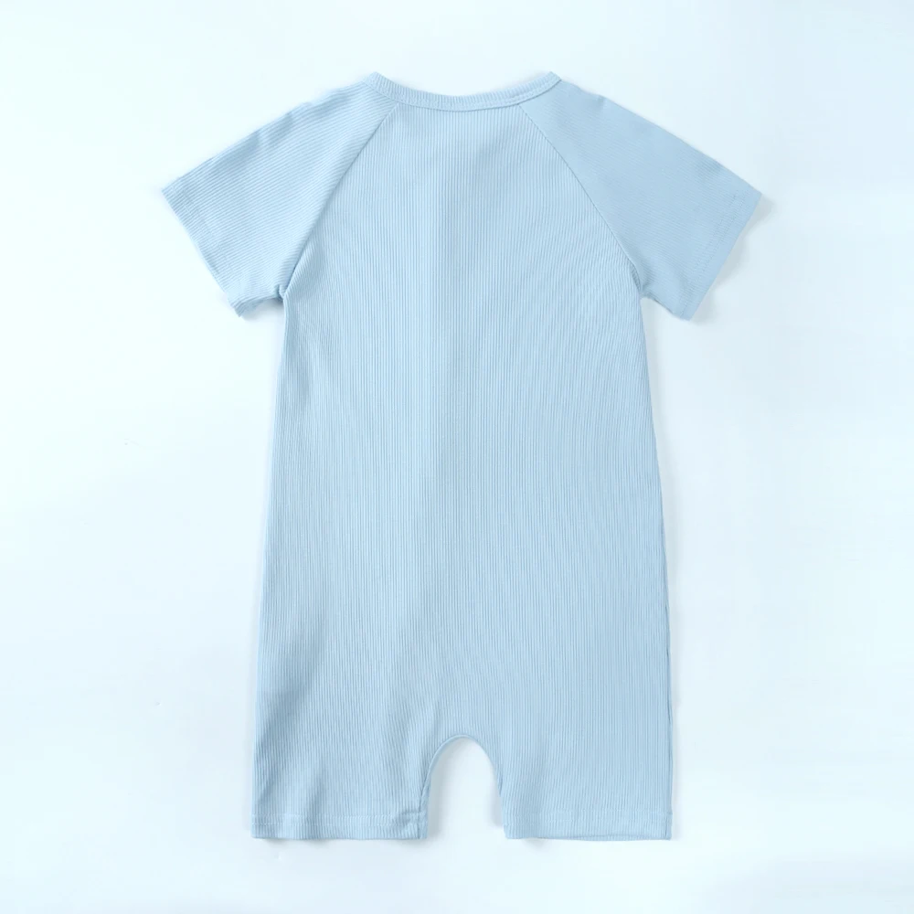 Sommer Rippen Bambus Baby Romper Säuglings Kleidung 3M-3Y Kurzarm Strampler Neugeborenen Baby Jungen Mädchen Zipper Kleidung – Detail 3