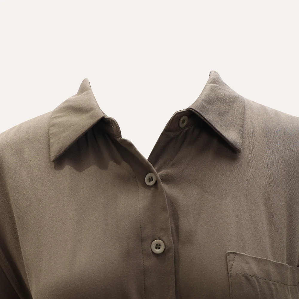 جمبسوت نسائي صيفي بسيط لائق بزر أمامي سادة برباط وأكمام قصيرة وياقة قميص بدلة قفز للسيدات للمكتب