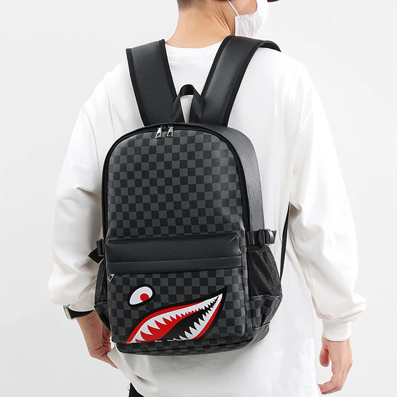 Male and female backpack student computer backpack shark fashion high-capacity men\'s backpack luggage check man bag