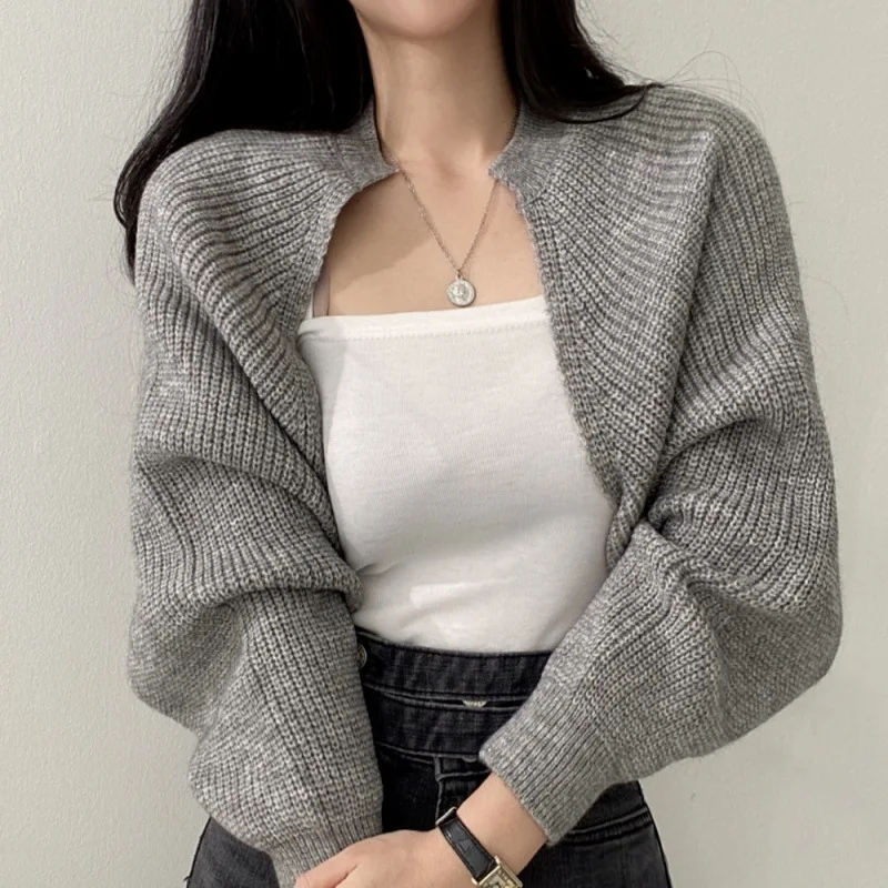 Spot Early Autumn Knitted Short Cardigan Sweater Shawl Fashion Versatile Women's Top