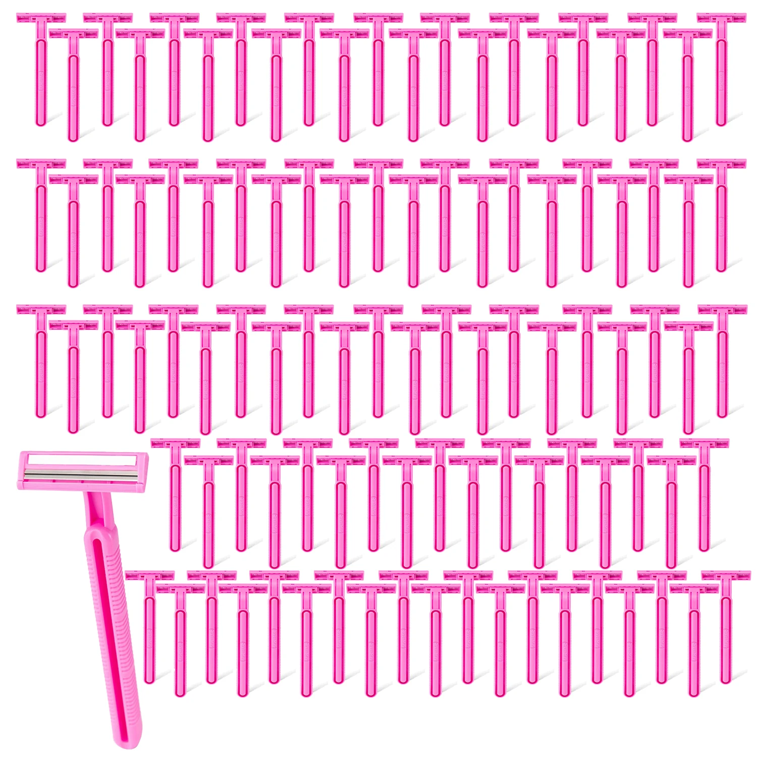 100 Pieces Box Pack Twin Blade Pink Disposable Shaving Razor for Women Lady Multipurpose Portable Bathing Hotel Travel Daily Use