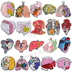 Medical Organ Metal Brooch Punk Lung Brain Large Intestine Heart Chest Enamel Lapel Pins Jewelry Gift Backpack Denim Accessories