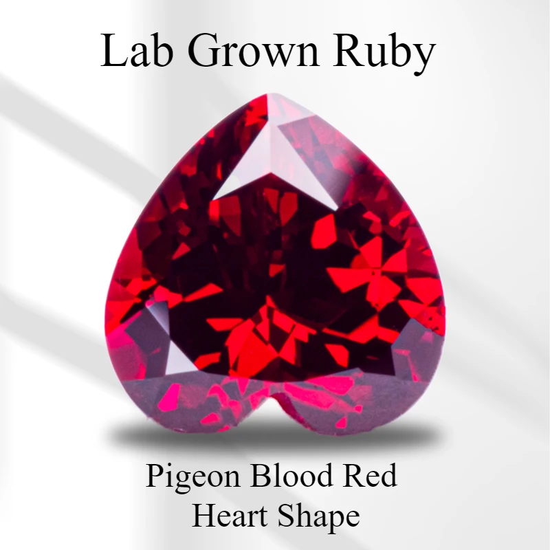 Lab Grown Ruby Heart Cut Pigeon Blood Red  VVS1 Charms Diy For Jewelry Making Materials Selectable Certificate