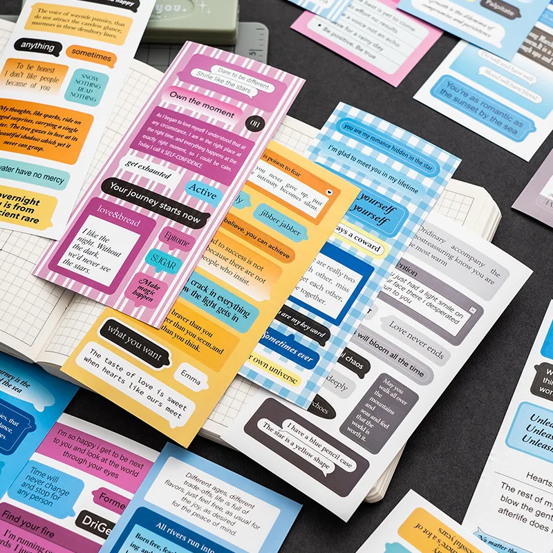 Chat dialog box sticker package, English sticker, handbag decoration material, creative phone case, water cup, handbag sticker