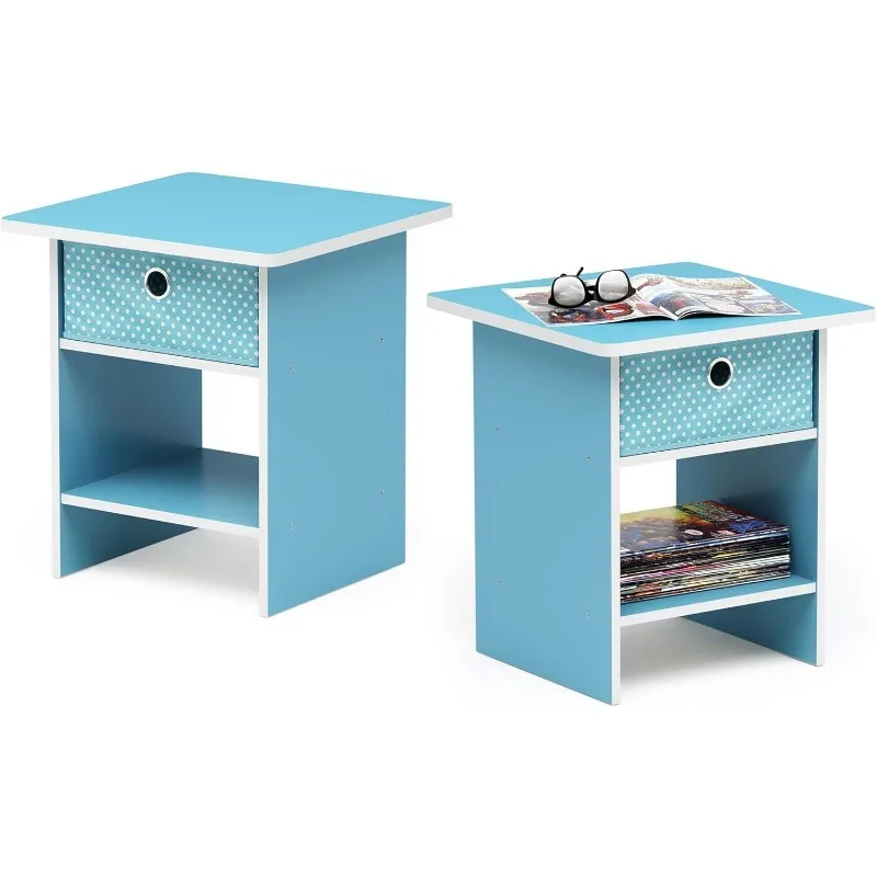 

Столик Dario/приставной столик/прикроватная тумбочка/прикроватная тумбочка с ящиком для мусора, 2 шт., светло-голубой/голубой