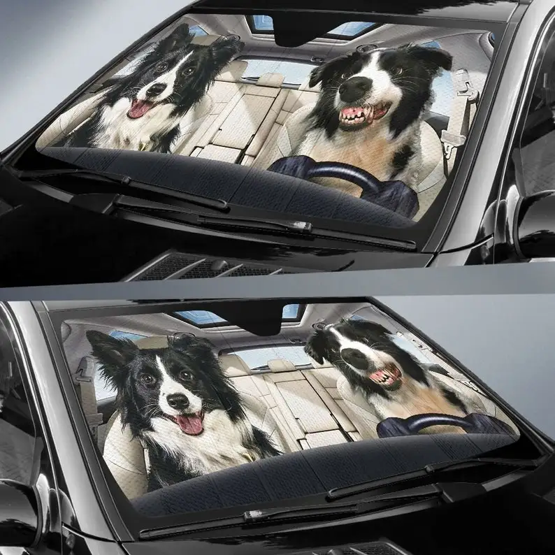 Border Collie - Auto Sun Shade Customized Gift Windshield Sunshade, Car Accessories, Custom Sunshade, Auto Sun Shade