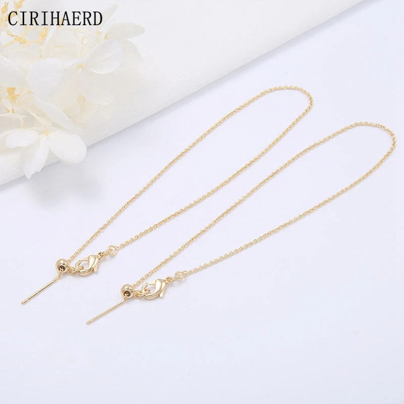 3 Types 14k Gold Plated Pin-Type Universal Chains DIY Necklace Bracelet Jewelry Accessories Supplies Chain Length Adjustable