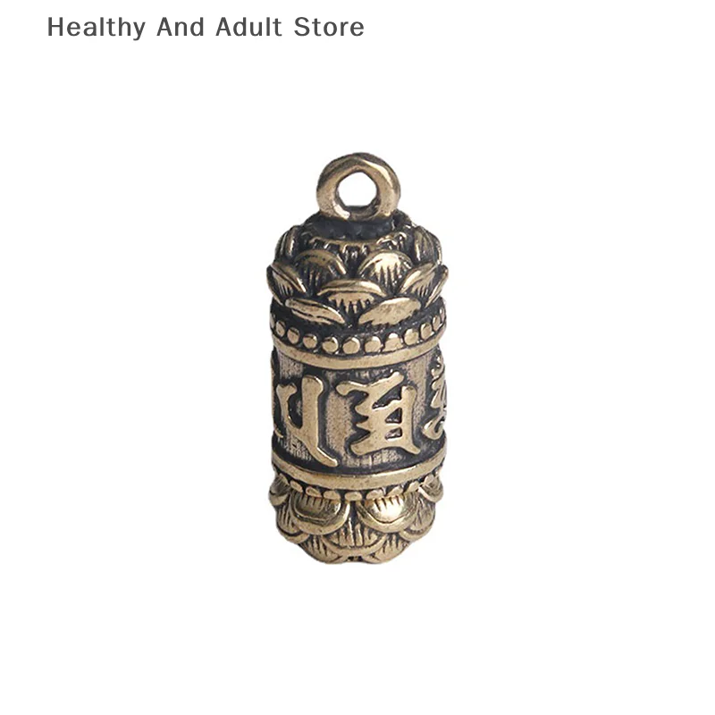 Hollow Brass Buddha Bottle Sutra Cylinder Pendant Keychain Handmade Vintage Pill Box Container Bottle Keychain Pill Case Bottle