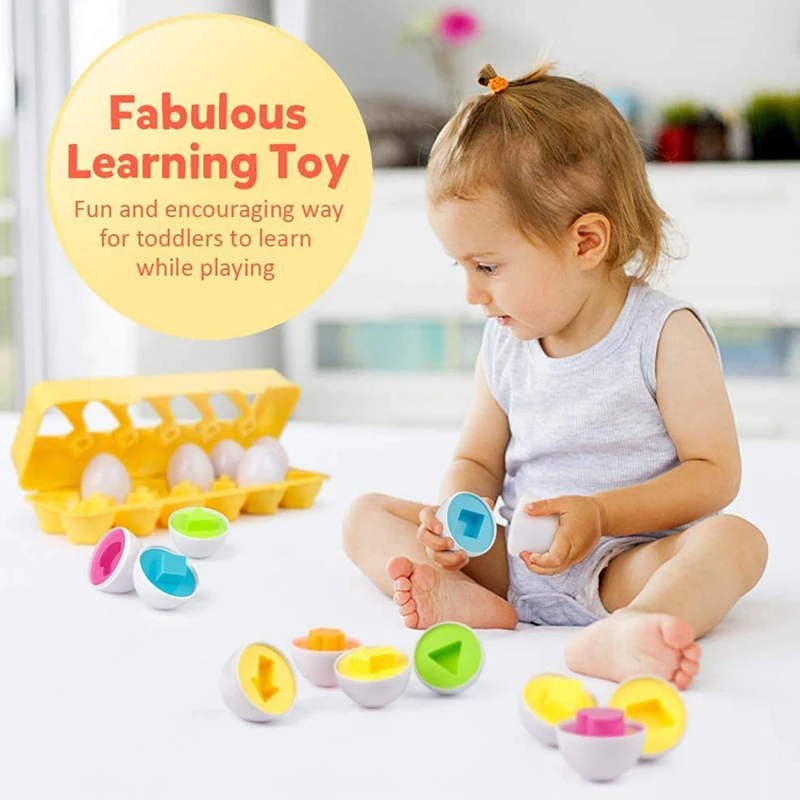 6/12 pz uova Montessori forma di colore Puzzle cognitivo giocattoli genitore bambino interazione geometria educazione della prima infanzia giocattoli uova