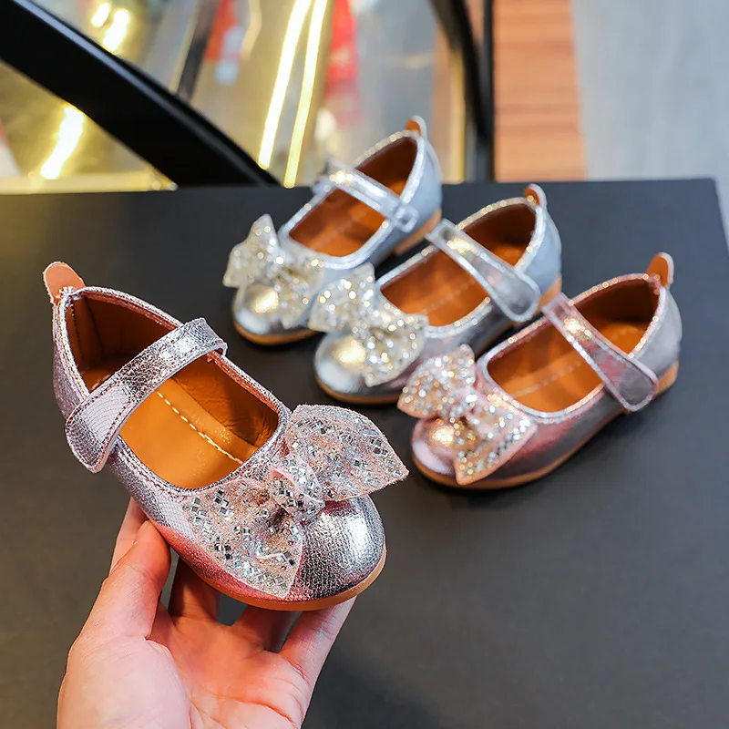 Autumn Girls Bow Princess Slip-On Shoes Kids Soft-Soled Mary Jane Buckle Shoe Children Loafers Student Shoe Casual Everyday Shoe