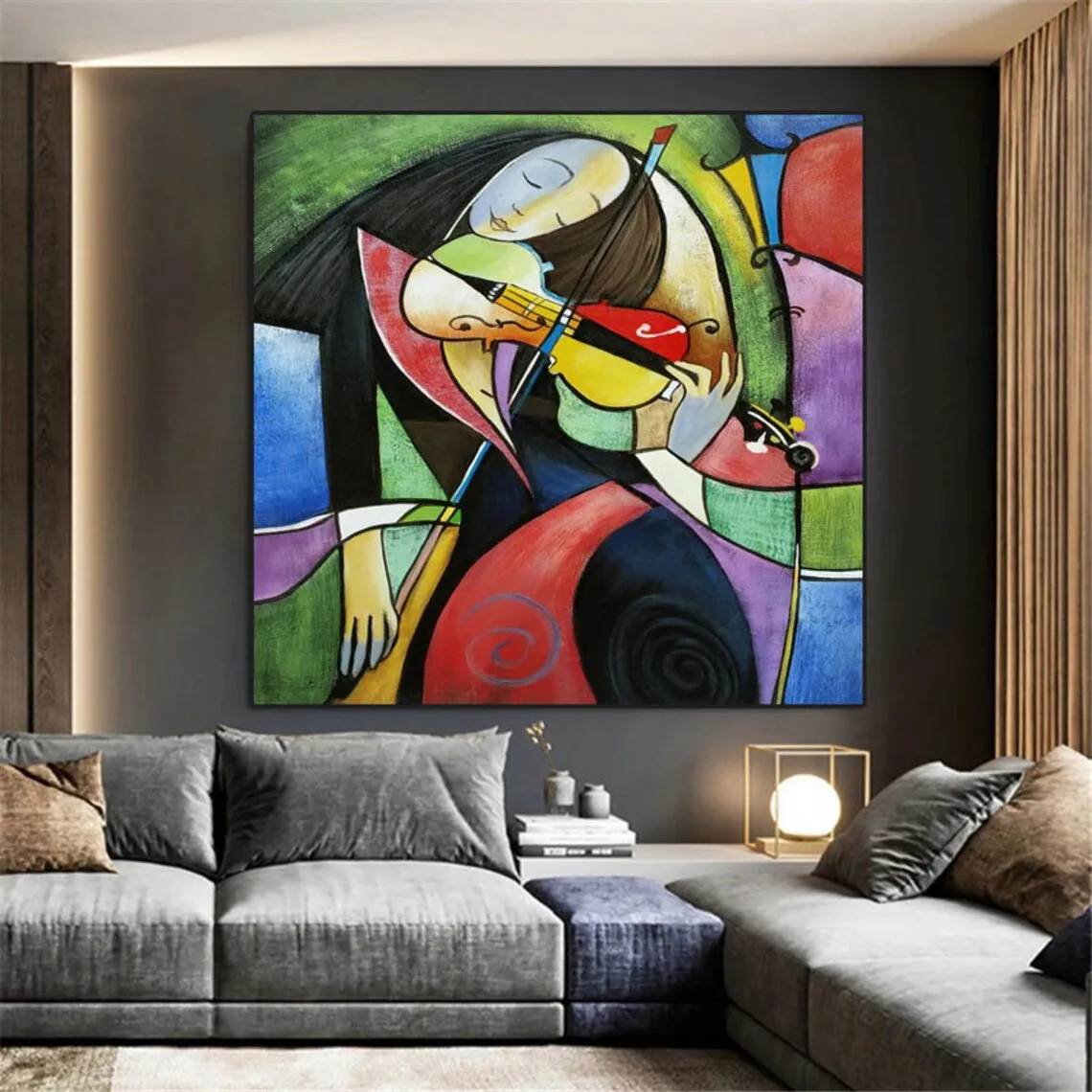 Original Painting Wall Art Colorful Square Painting Large Wall Decor Unique Home Decor Canvas Handmade Oil Panting Room Decor