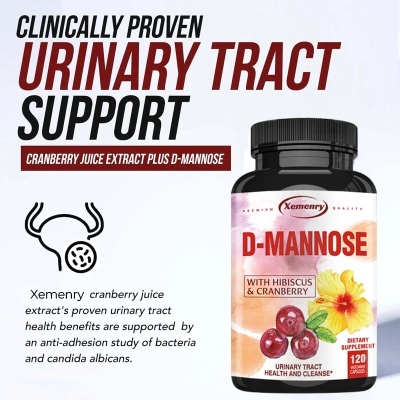 Xemenry Mannose Urinary Tract Health Formula Organic Cranberry Fruit Powder and Hibiscus Healthy Bladder, Fast Detoxification