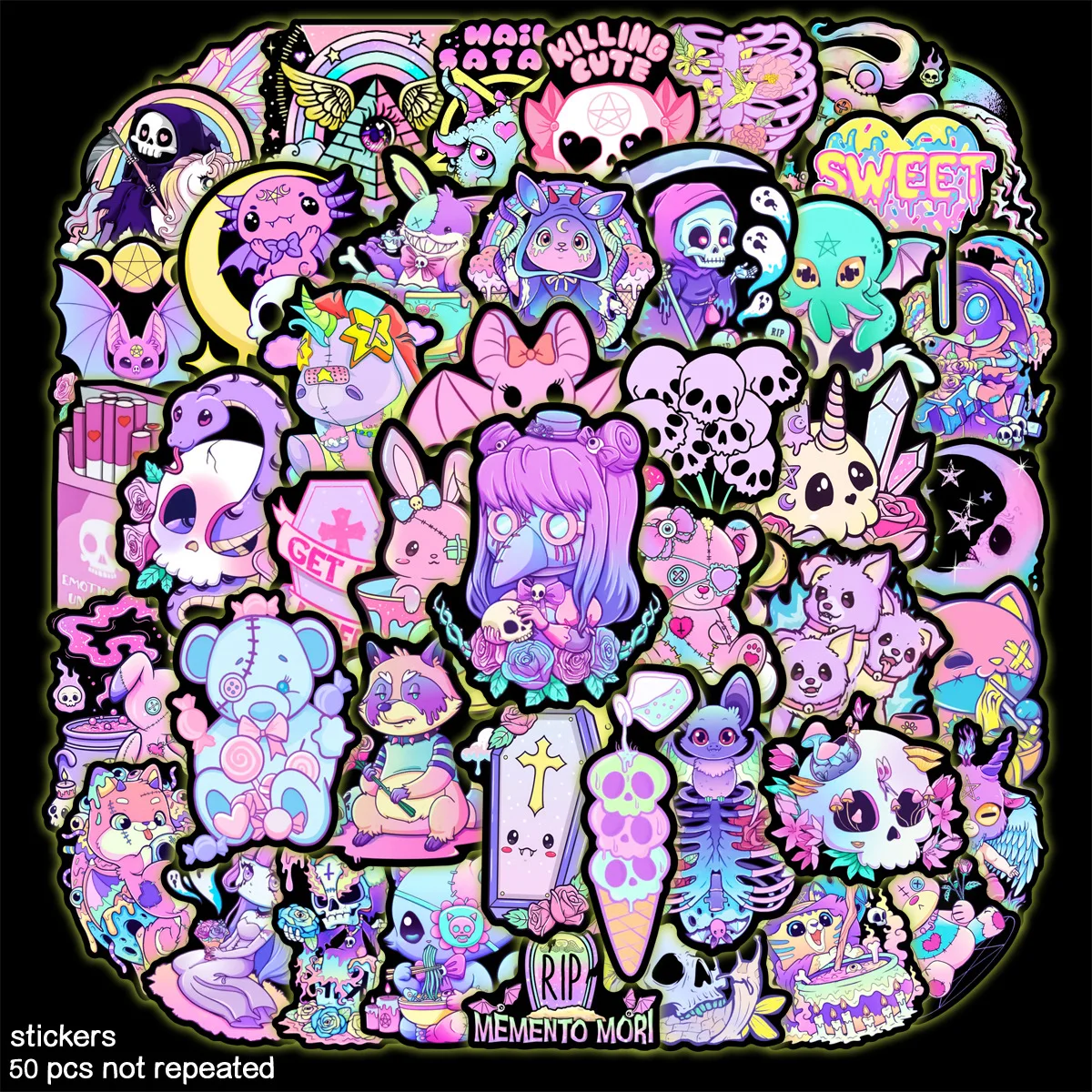 50 Stück lila Gothic Graffiti Aufkleber Wasserflasche Laptop Telefon Fahrrad Gepäck Fall Skateboard Kinder Erwachsene Aufkleber