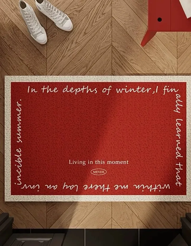French Vintage Style Letter Doormat PVC Silk Loop Entrance Mat Heavy Duty Scraper Indoor Outdoor Floor Rug for Front Door Porch