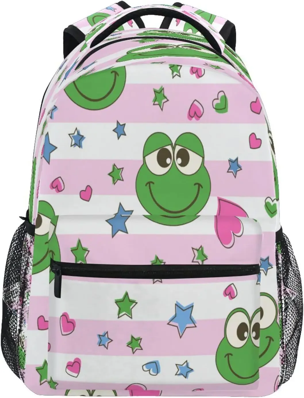 Frog Heart Stripe  Backpack For Girls School Backpack Travel Toddler School Bag Backpacks Student  School B