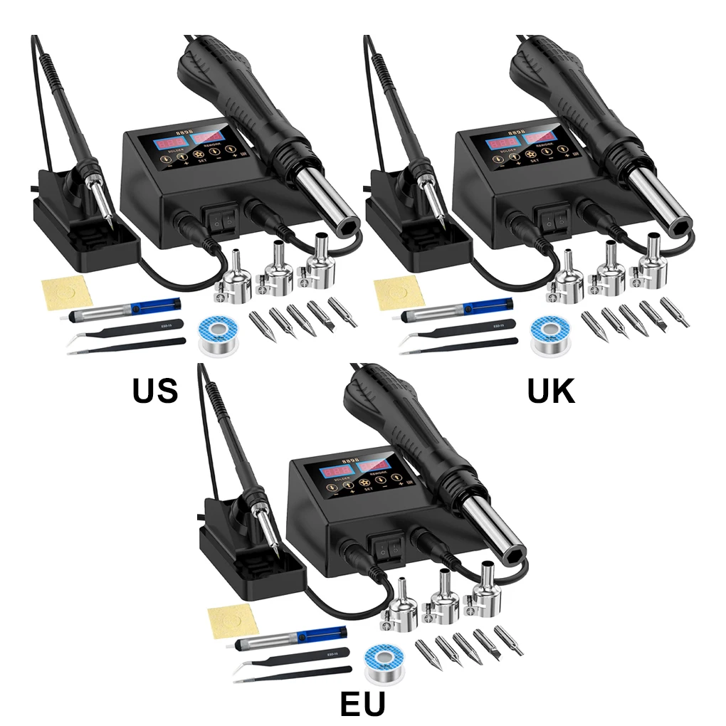 Station de soudage portable 2 en 1, affichage numérique, odorà air chaud, expédide soudage pour BGA, SMD, PCB, IC, réparation, outils de fer à souder, 8898