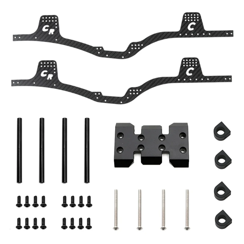 LCG Carbon Fiber Chassis Kit Frame Rail Skid Plate Body Post Mount For Axial SCX10 1/10 RC Crawler Car Parts