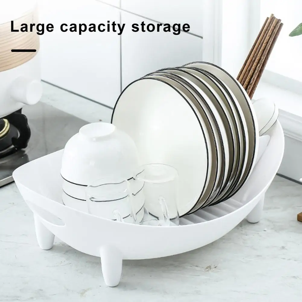 Dish Drying Rack Strong Load-Bearing Raised Slot Design Elevated Base Plate Bowl Cutlery Storage Container Kitchen Accessories