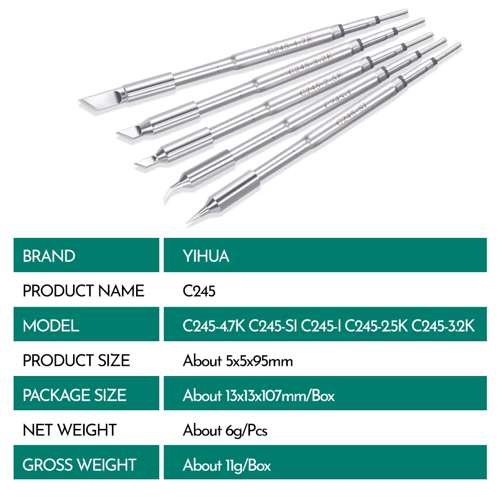 C245 Soldering Iron Handle 2.5K 3.2K 4.7K I SI Soldering Iron Tips for YIHUA Welding Station Handle