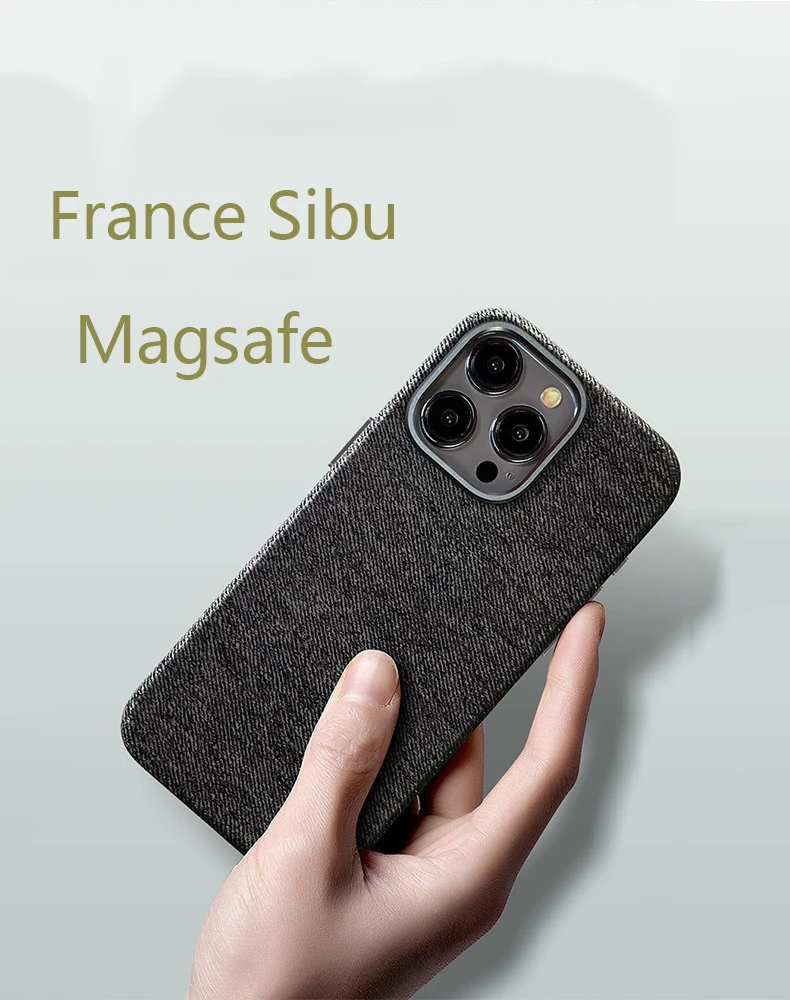 Fabric Pu French Leather Magnetic Phone Case For iPhone 15 14 13 12 Pro Max French Fabric Magsafe Metal Lens Frame Phone Case