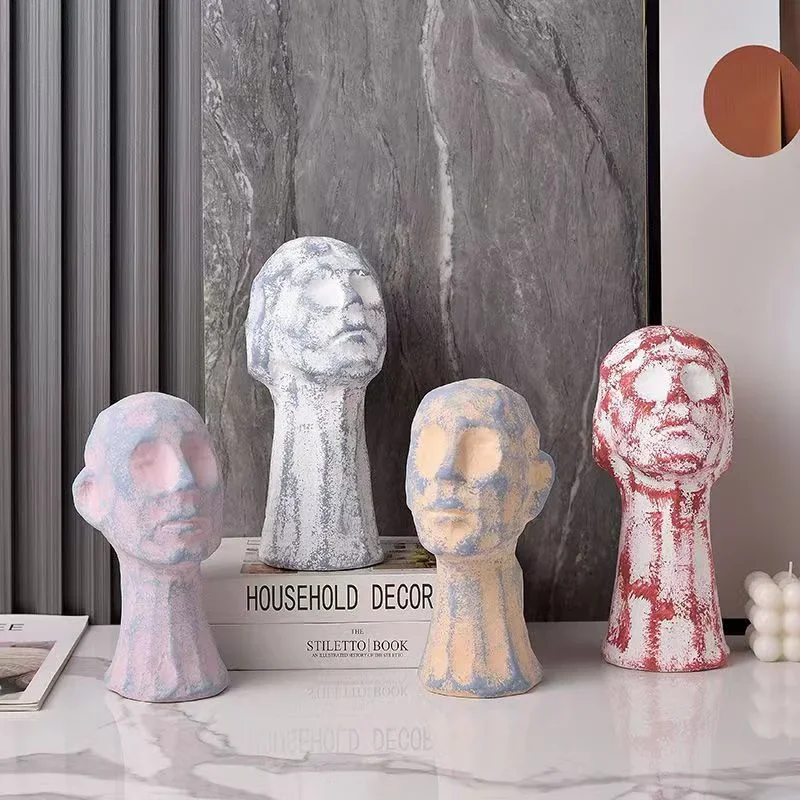 

Modern Decoration Human Head Ceramics Sculpture Model Abstract Home Desktop Decor Fashion Study Office Statue Ornament Gift