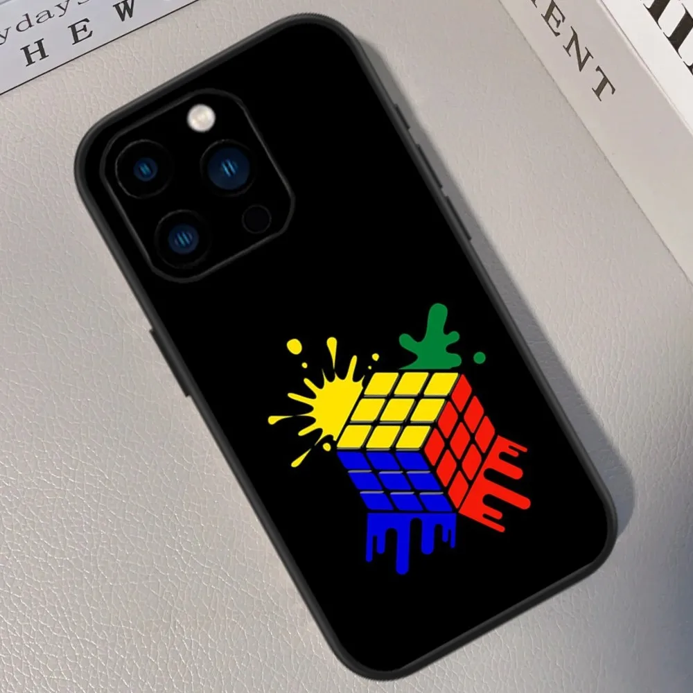 Funny-Rubiks-Cube Phone Case For iPhone 13 14 15 11 12 Mini Pro Max Transparent Shell