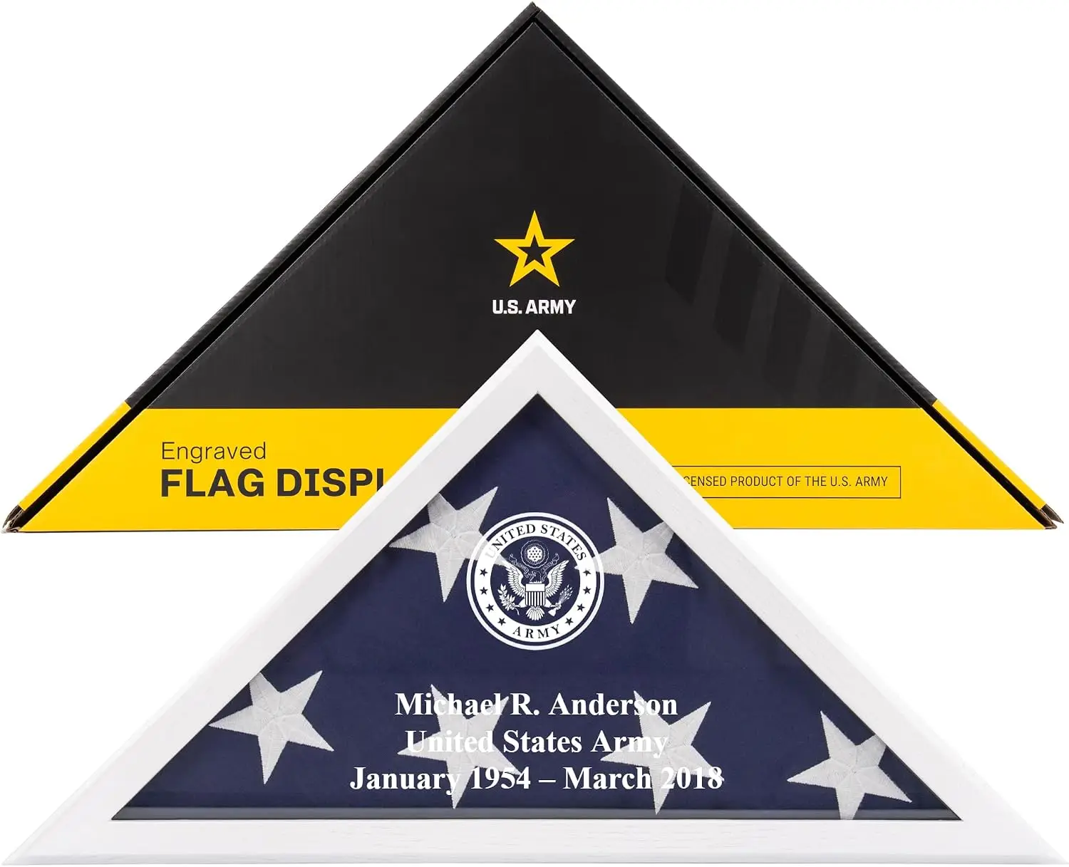 Personalized Flag Display Case for 5' x 9.5' Flag – All Military Branches Available, Veteran Memorial Display Case with Glass Fr