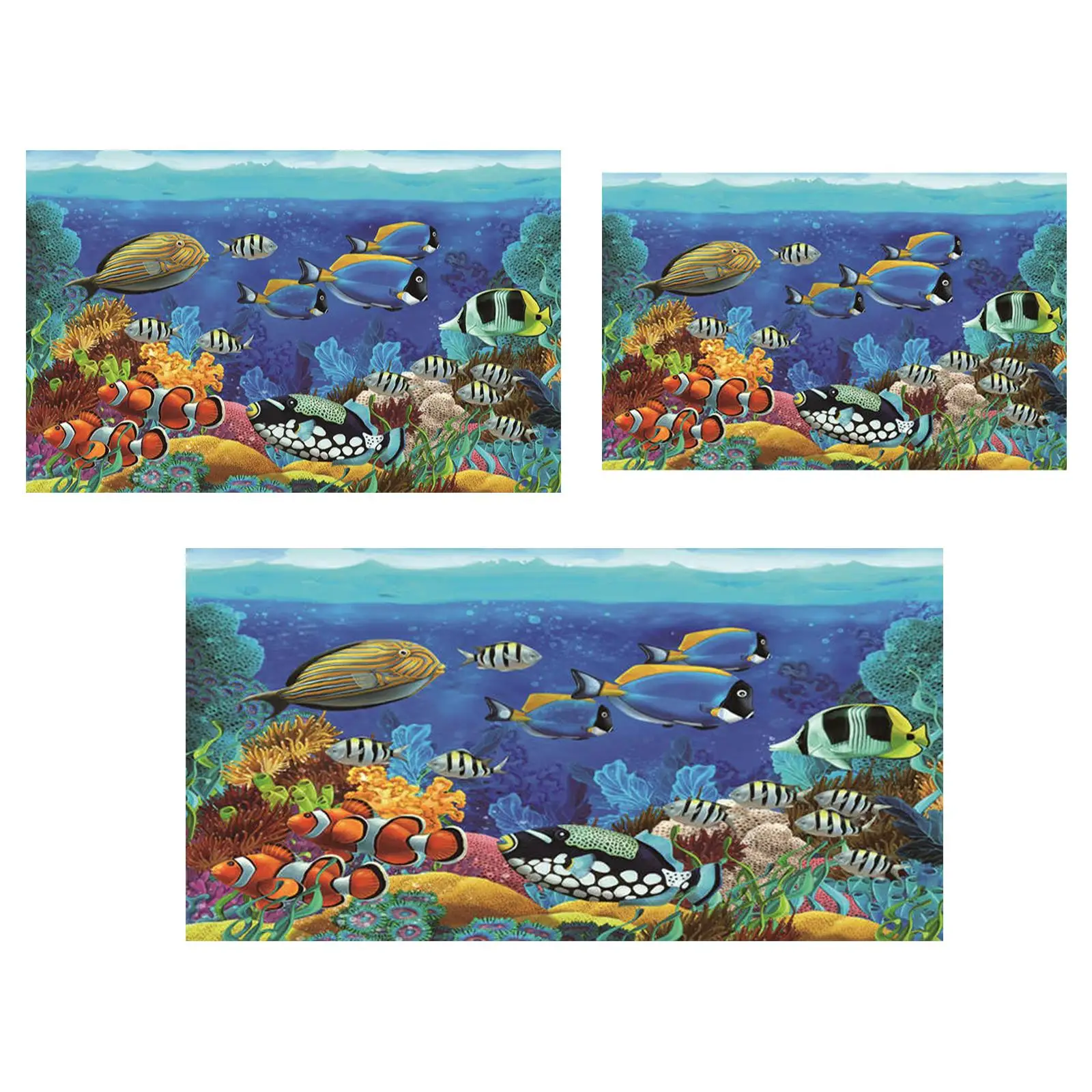 Fish 3D Background, PVC Underwater Aquarium Decor Backdrop Poster Sticker