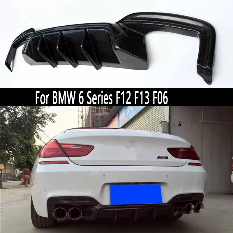 

For BMW 6 Series F12 F13 F06 Carbon Fiber Car Rear Bumper Diffuser Rear Splitters Spoiler with lamp Back lip Auto parts Body Kit