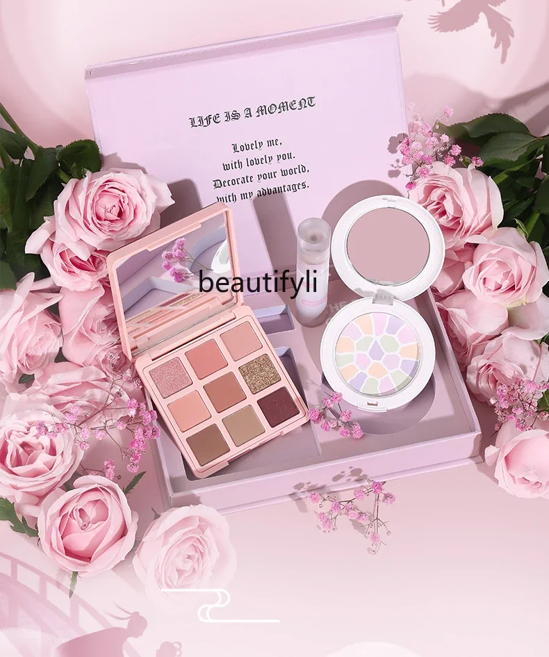 Morning and Evening Cosmetics Birthday Gift Limited Gift Box Lipstick Eye Shadow Powder Watch Love Three-Piece Set