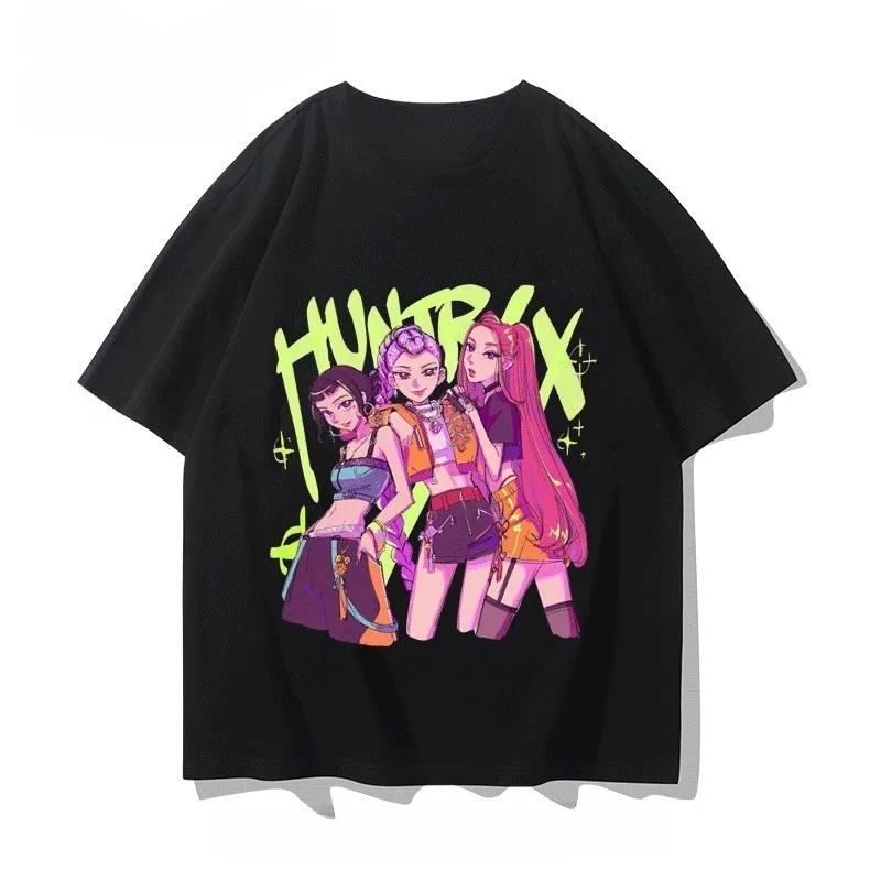

K-POP Magic Hunting Group Short Sleeve Casual Men and Women Cotton Anime Fashionable Versatile T-shirt Short Sleeve Top Clothes