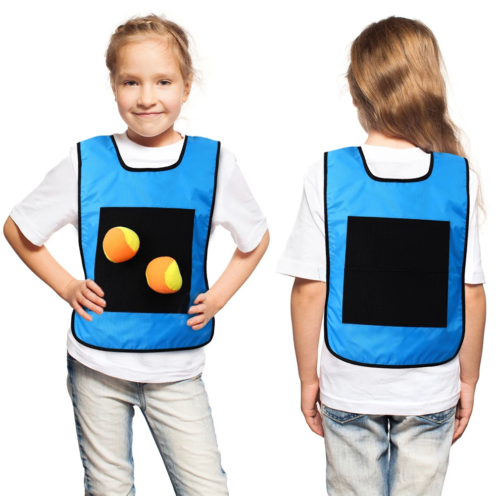 

2 Sets Ball Vest Toy Large ange Blue Jerseys Kids Sticky Ball Vest 5 Balls Each Safe for Kids Outdoor Carnival Party Gifts