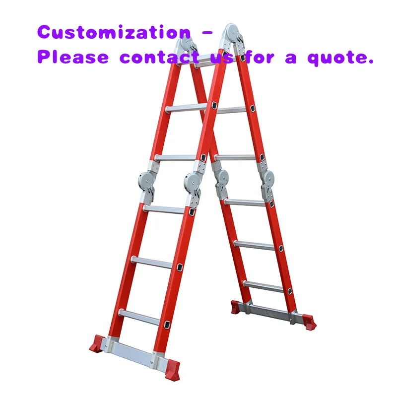 custom.EN131 Professional Fiberglass 4*6 Step 330lbs Fast Folding Multi-purpose Step Ladder Suitable Multiple Scenarios