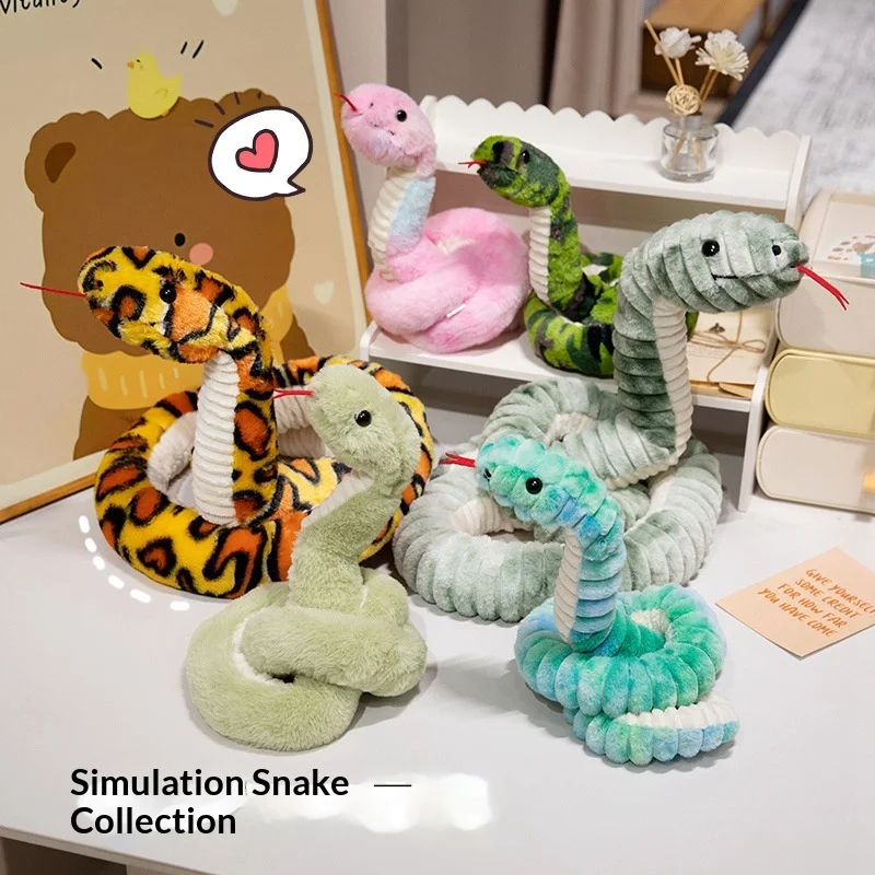Realistische gestreifte Schlange Plüschtier lange rote Blume Schlange gefüllte Puppe kreative Wohnkultur Ornament Kinder lustiges Geschenk Sofa Dekoration