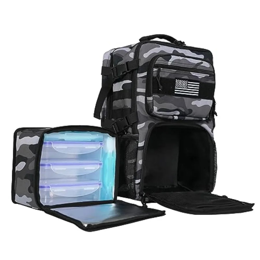 

519 Fitness [Tactical All-Around] Modular Meal Prep Backpack - uflage - Fits 17" Laptop - Removable Meal Part, Hydration Bladde