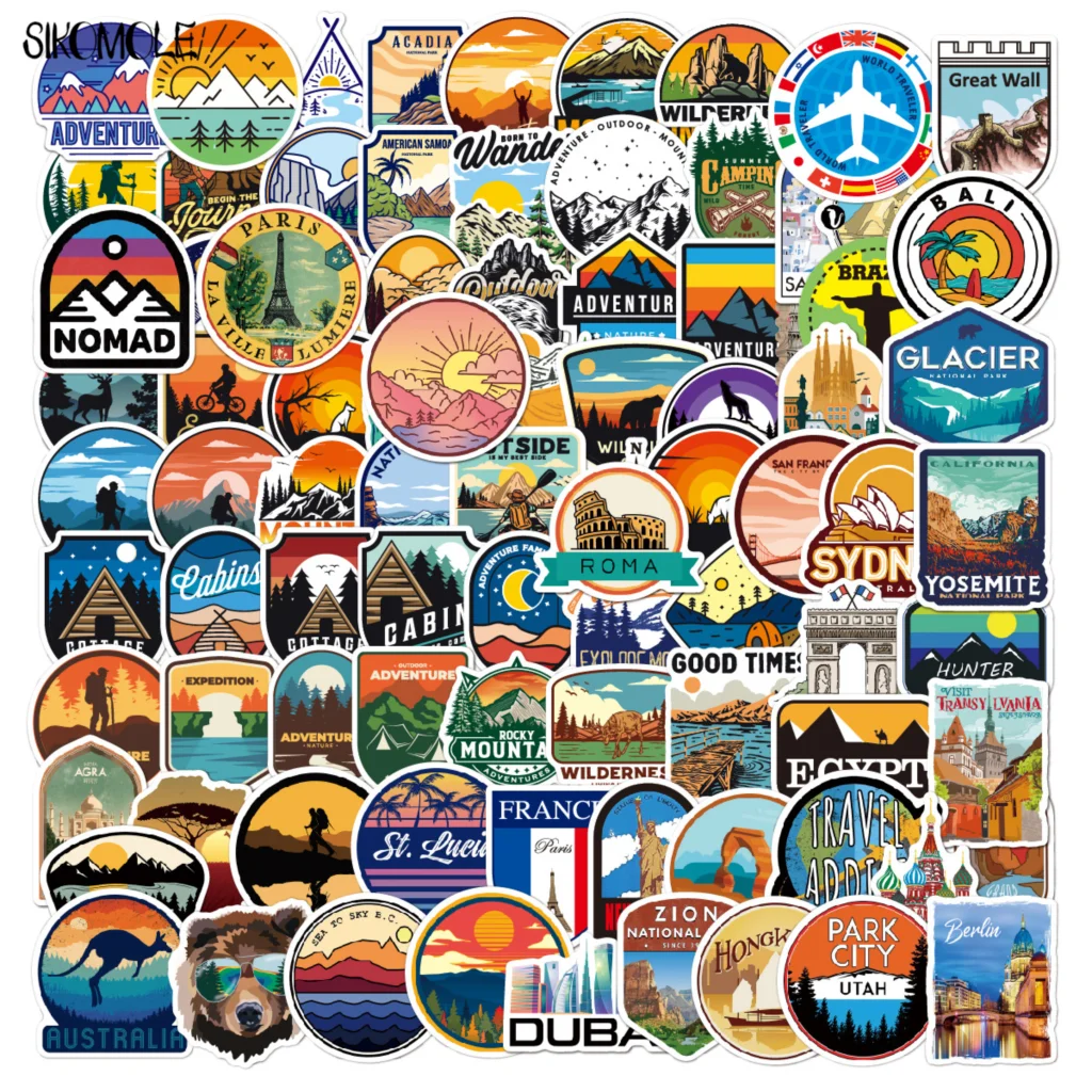 10/30/50/100PCS Camping Landscape Landmark Stickers Outdoor Adventure Climbing Travel DIY Car Laptop Luggage Graffiti Sticker F5