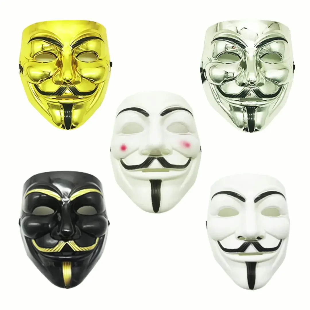 Hacker Halloween Horror Masks Anonymous Halloween Christmas Party Gift for Adult Kids Film Theme Mask V-shaped Freak Horror Mask