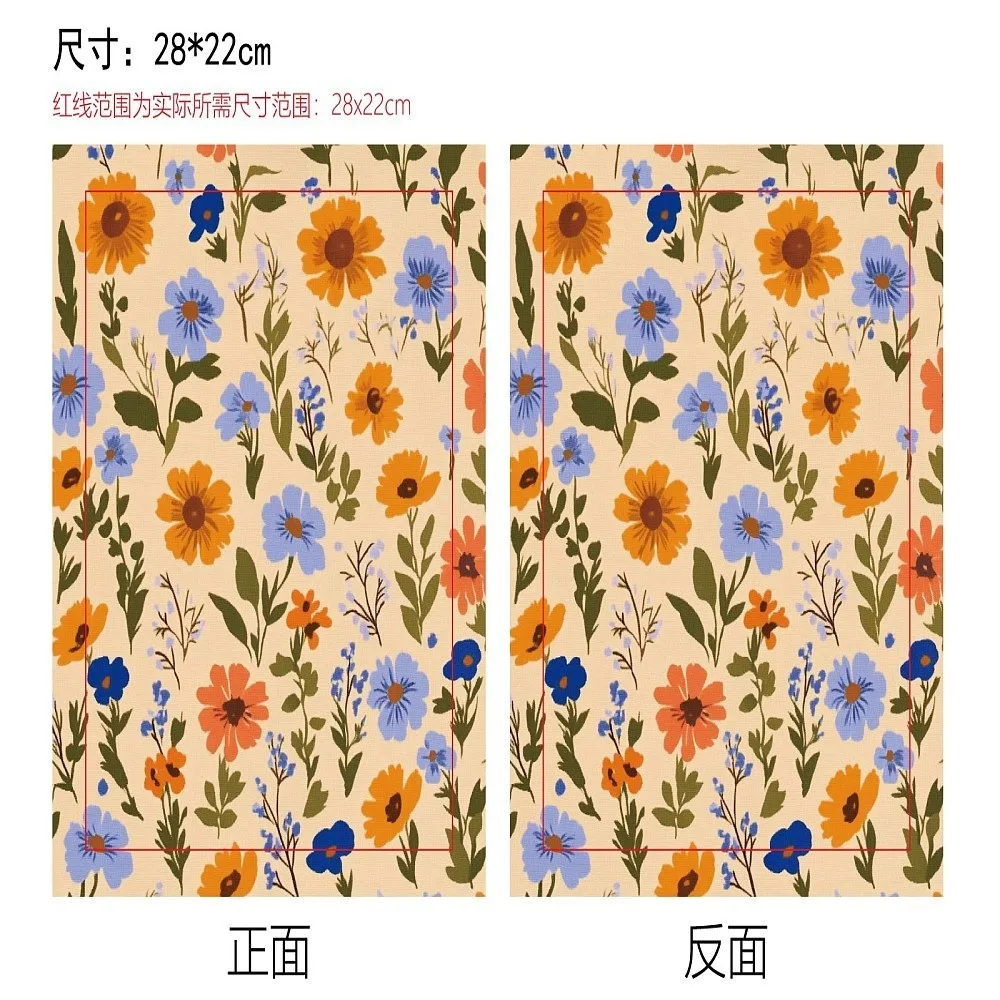 Cloth Book Cover Notebook Wraps Rectangle Flower 280x220mm