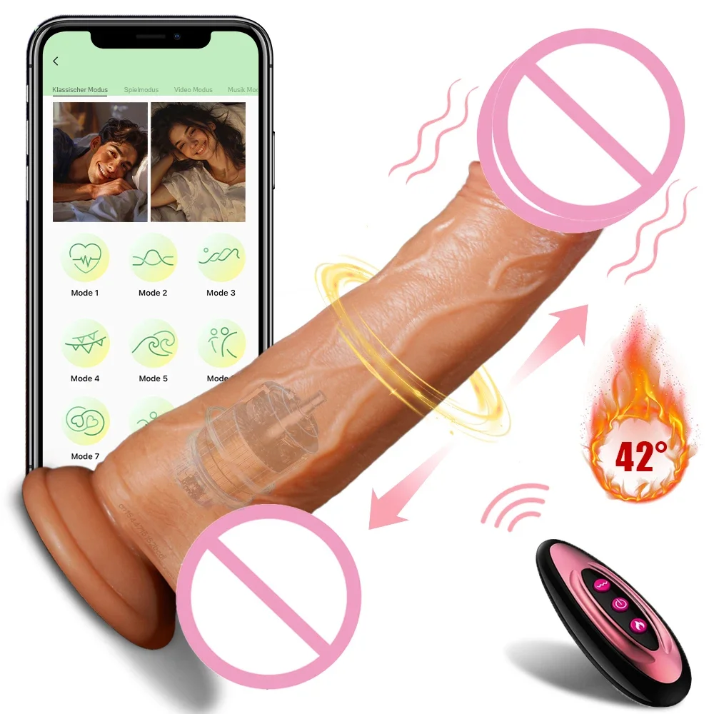 Telescopic Female Vibrator Dildo for APP Remotely Controlled Heating Realistic Big Penis Massager Masturbator Sex Toys for Women