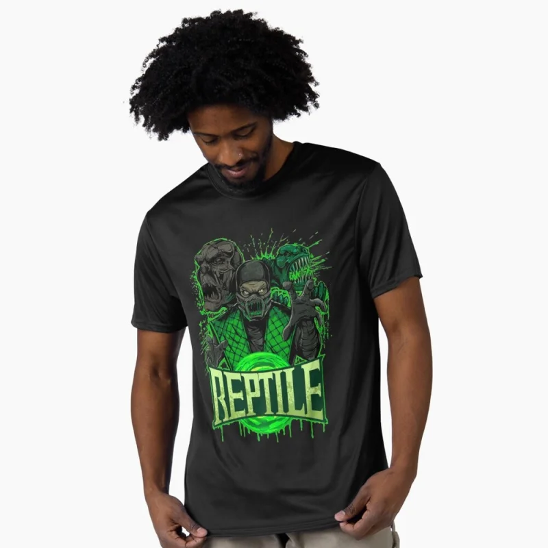 

Vintage 90's Mortal Kombat Reptile Gift tee for gamer 100% cotton printed Men's Short Sleeve Graphic T-Shirt All size tops S-6XL