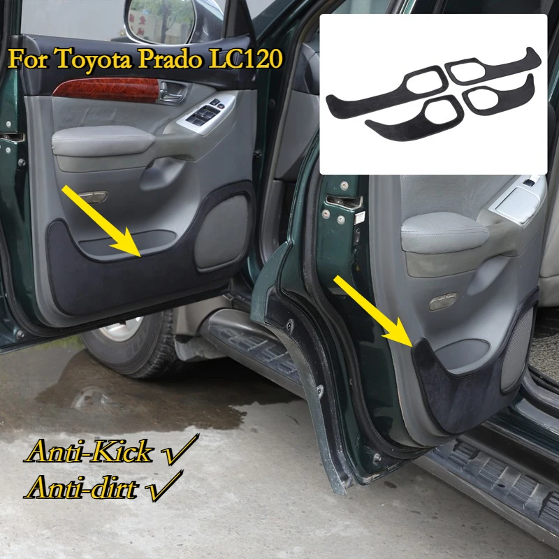

For Toyota Prado LC120 2003-2009 Velvet Car Door Anti-Kick Anti-dirt Panel Cover Trim Sticker Interior Car Accessories 4 pieces