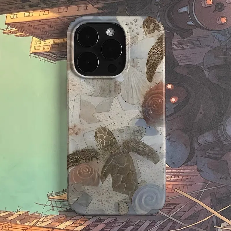 

Ins Underwater Star Turtle Art Case for IPHONE 17 16 ProMax 15 14 Plus 13 12 MINI 11 PRO 16Plus XR XS MAX Acrylic Phone Cover