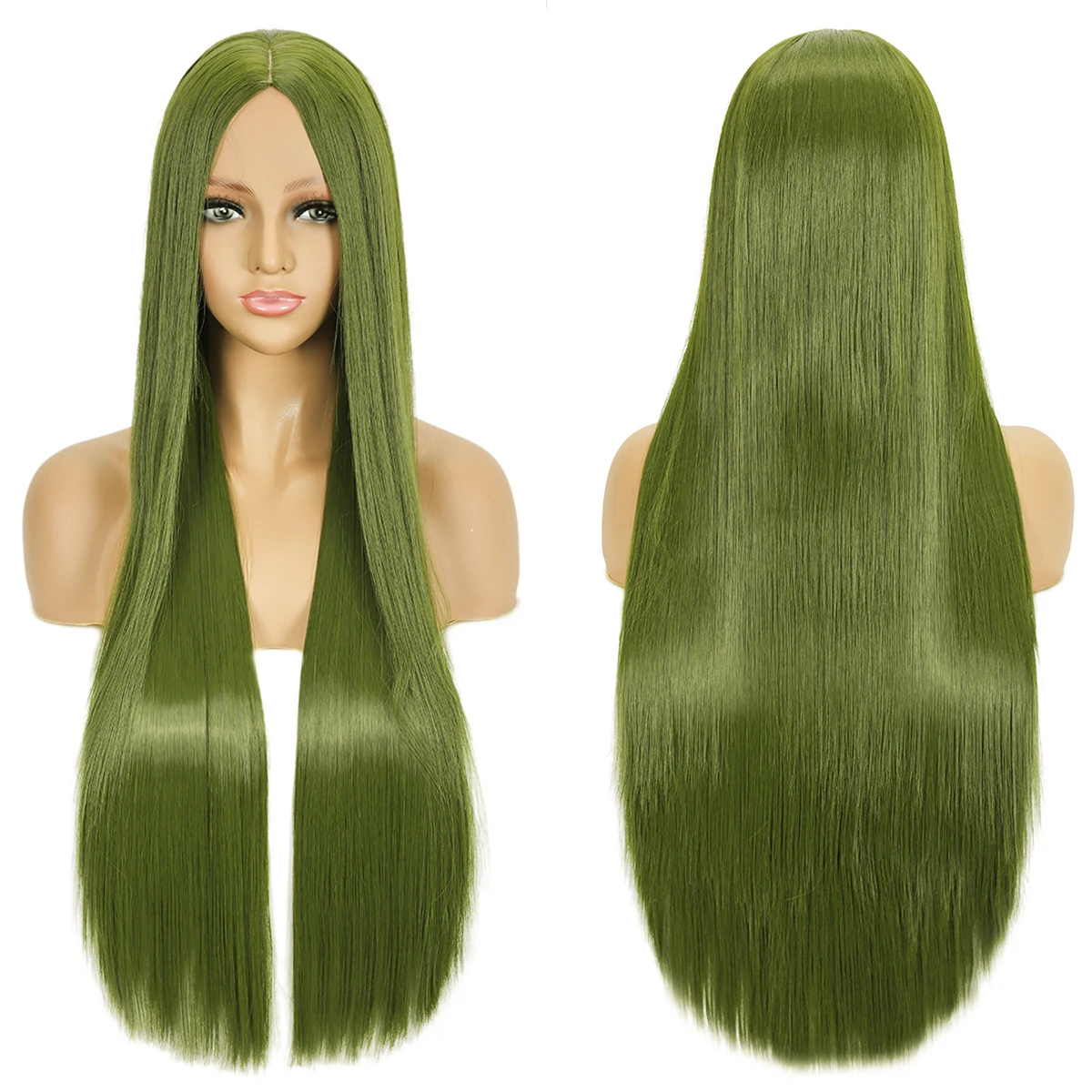 32-calowa, długa, prosta, z rozcięciem, kolorowa damska peruka syntetyczna, odporna na ciepło, odpowiednia na imprezy świąteczne, tańce Halloween, b