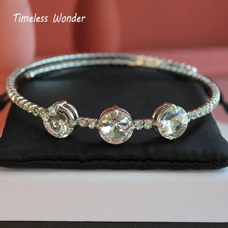 Timeless Wonder Fancy Crystal Zircon Pave Choker Necklaces for Women Designer Jewelry Rare Luxury Top Runway Gift Sweet 2616