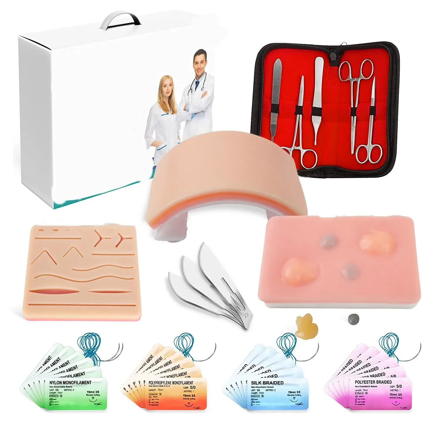 NEW Surgical Suture Instrument Package Medical Student Advanced Suture Kit Arched Multi wound Module Skin Cyst Removal