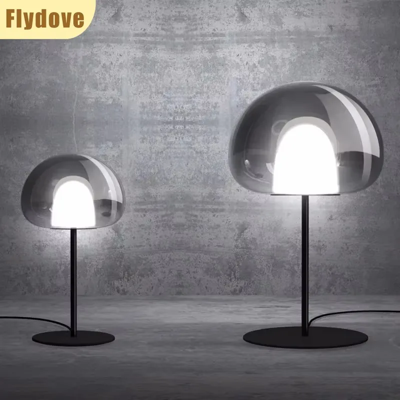 Minimalist ควันสีเทาแก้วเหล็กโคมไฟชั้น LED ห้องนั่งเล่นตกแต่งห้องนอนแนวตั้งโคมไฟข้างเตียง SINGLE HEAD