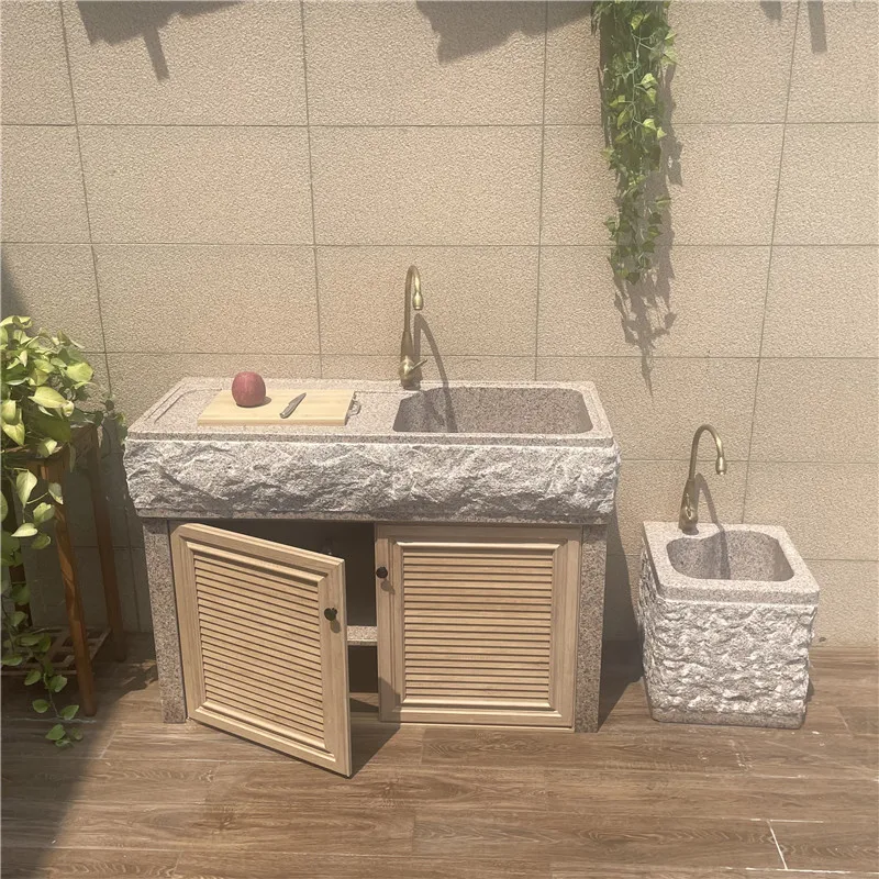 

Marble laundry pool garden outdoor console stone pool villa courtyard whole stone integrated sink basin