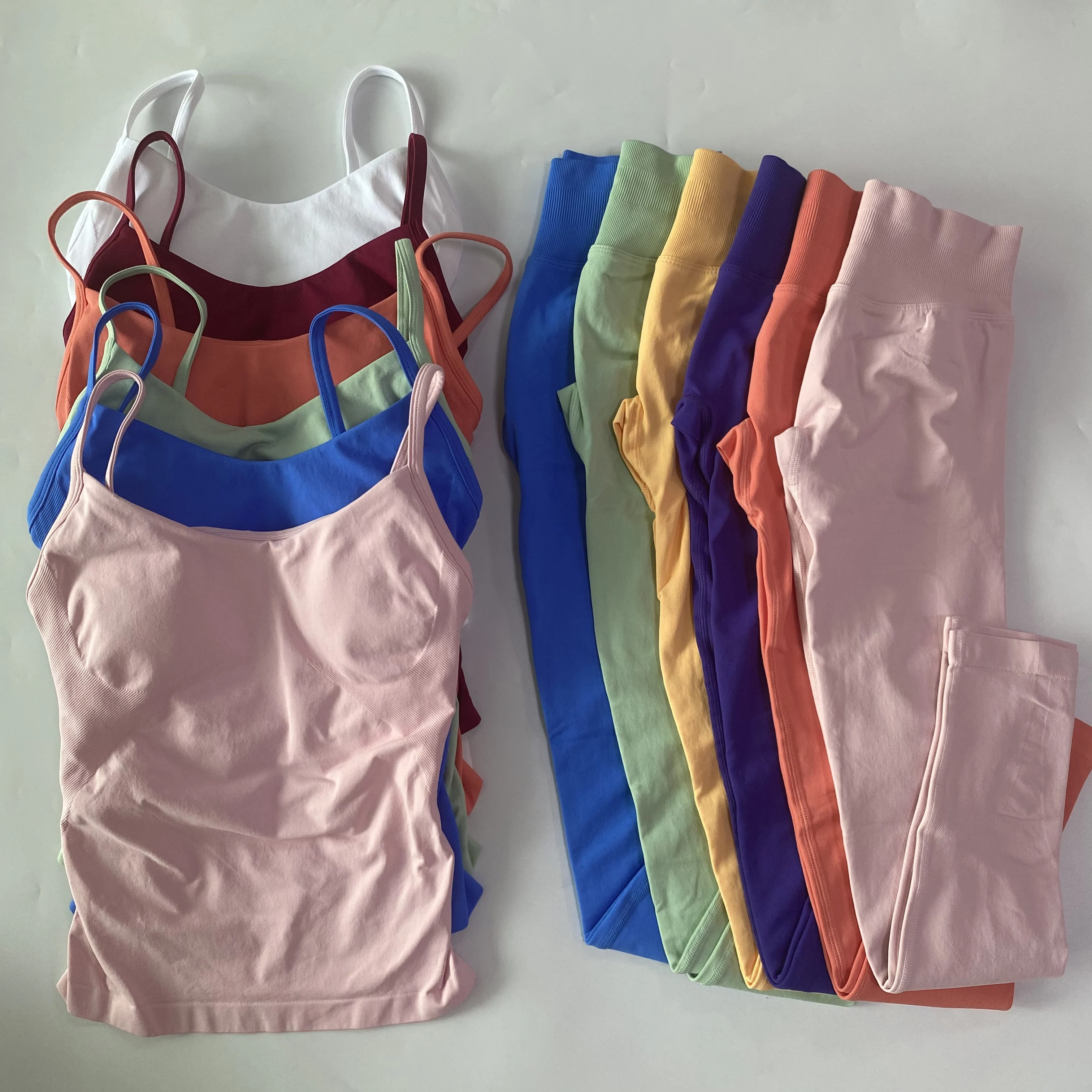 2 Pieces Gym Set Scoop Neck Top Seamless Yoga Set Fitness Legging Set Women Workout Set outfit Activewear Gym Clothes Tracksuit