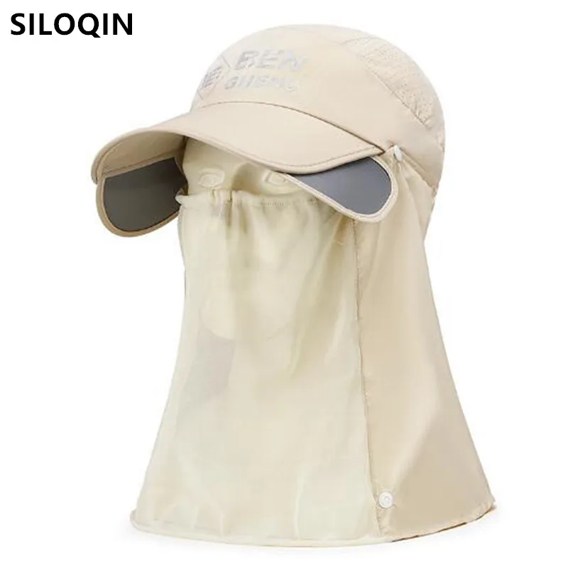 

Summer Removable Veil Sunscreen Sun Hats Neck Protection Scalable Brim Breathable Mosquito Proof Fishing Caps For Men And Women