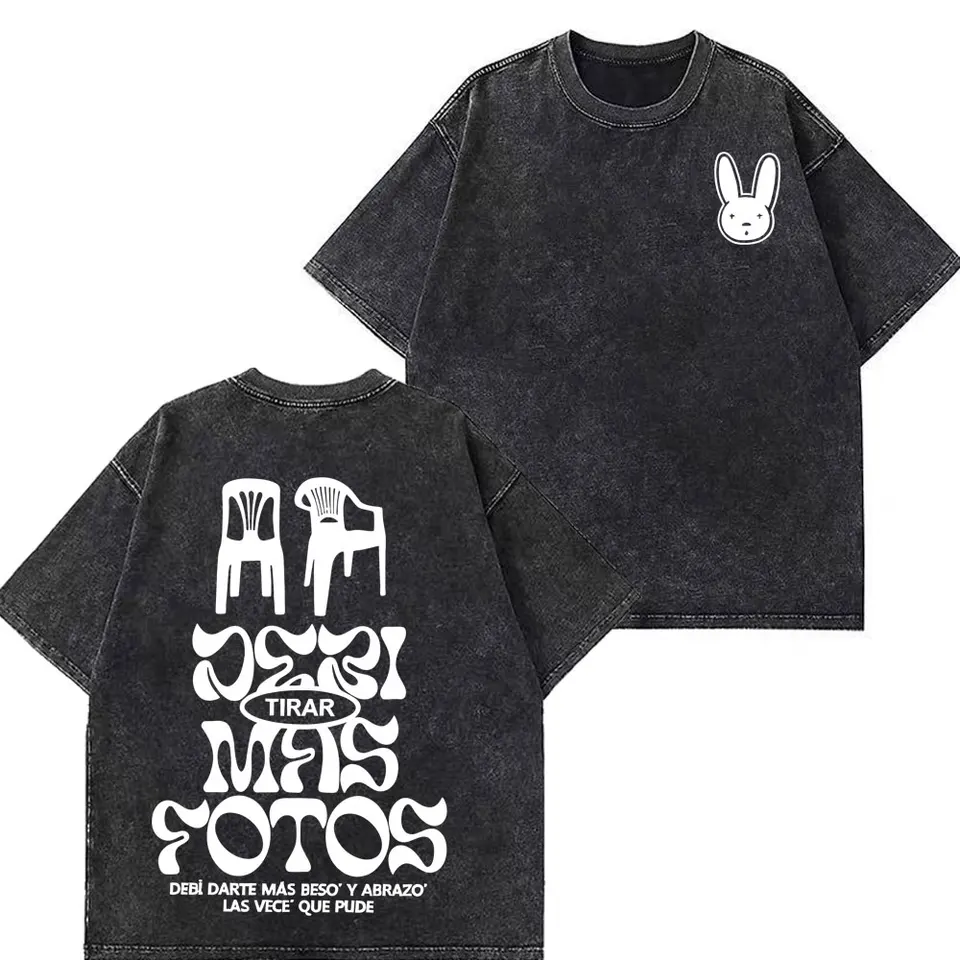 Bad Bunny Tour 2026 Black Cotton T-Shirt Men Women